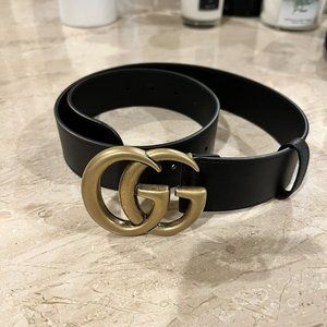 Designer Inspired Black and Gold Belt- Women's